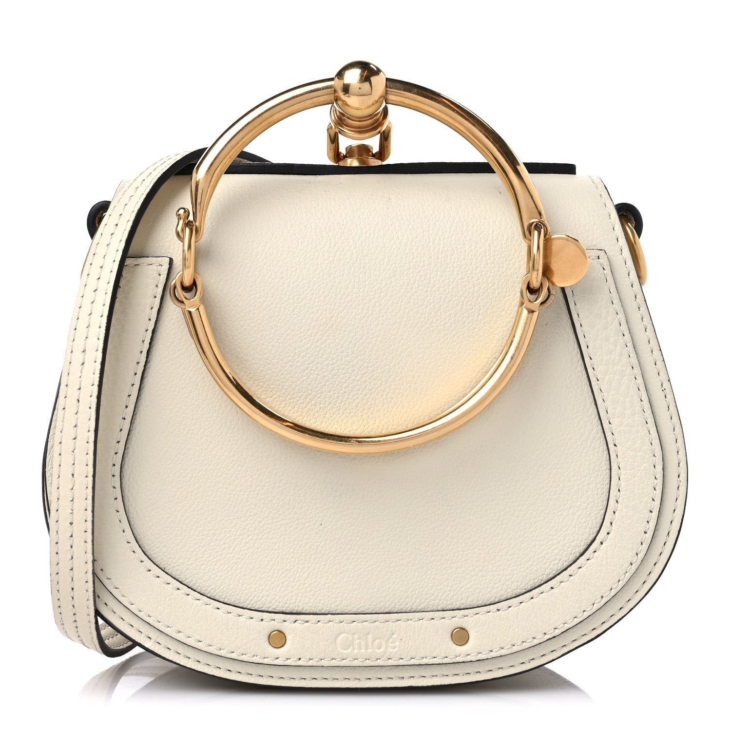 Chloe Calfskin Suede Small Nile Bracelet Bag Off White 1 of 12