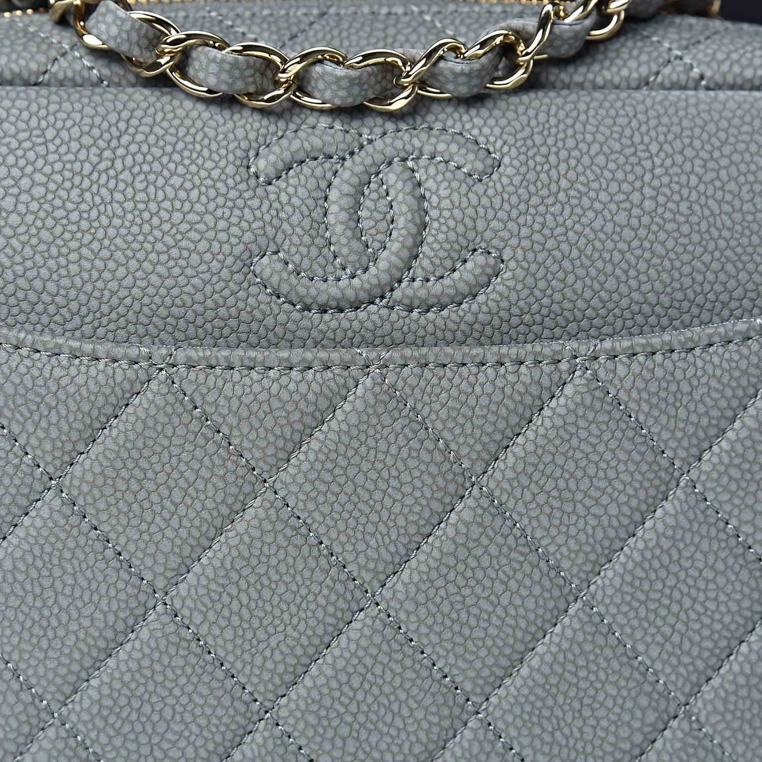 Chanel Iridescent Caviar Flat Quilted Small Coco Tassel Camera Case Grey 8 of 11