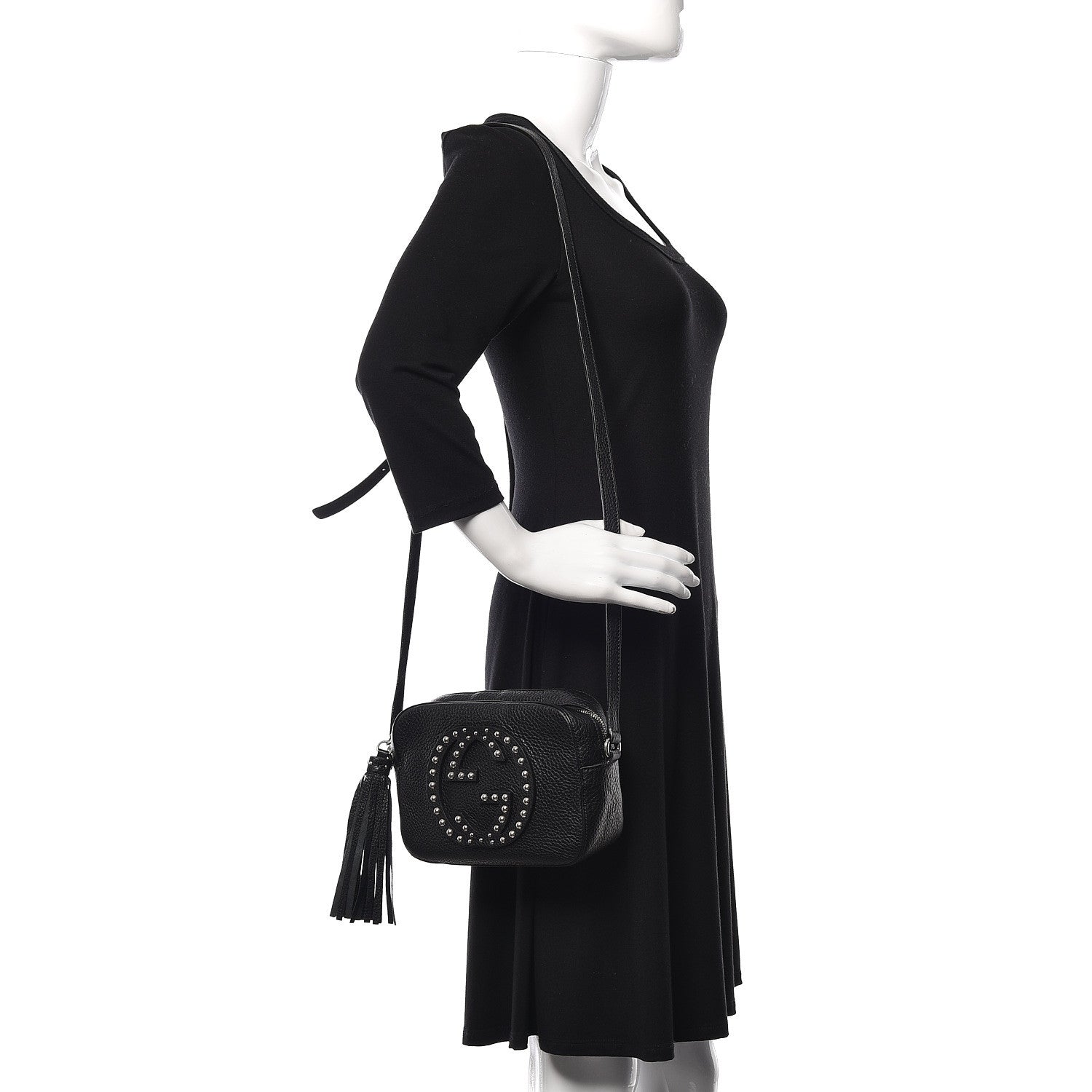 Gucci Pebbled Calfskin Studded Small Soho Disco Bag Black 2 of 12
