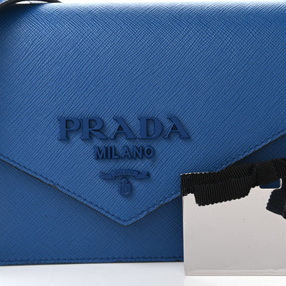 Prada Saffiano Envelope Chain Shoulder Bag Bluette 9 of 9