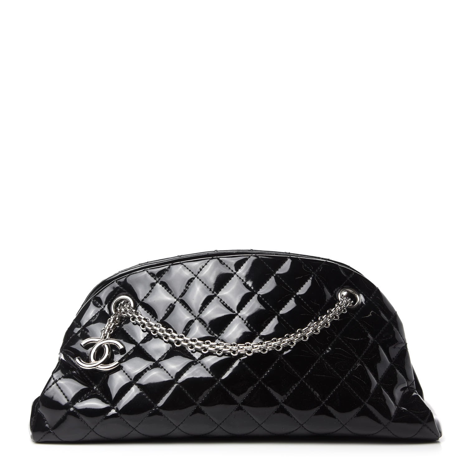 Chanel Patent Quilted Medium Just Mademoiselle Bowling Bag Black 1 of 10