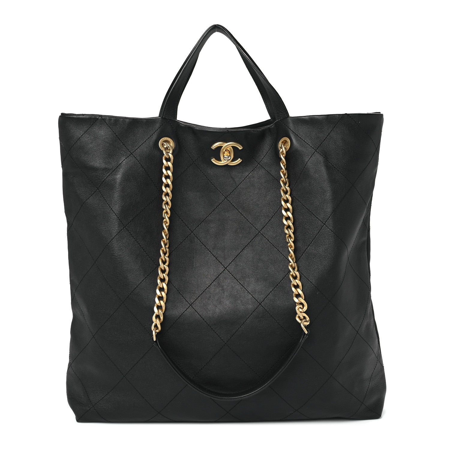 Chanel Calfskin Stitched Maxi Shopping Bag Black 1 of 8