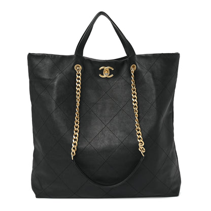 Chanel Calfskin Stitched Maxi Shopping Bag Black 1 of 8
