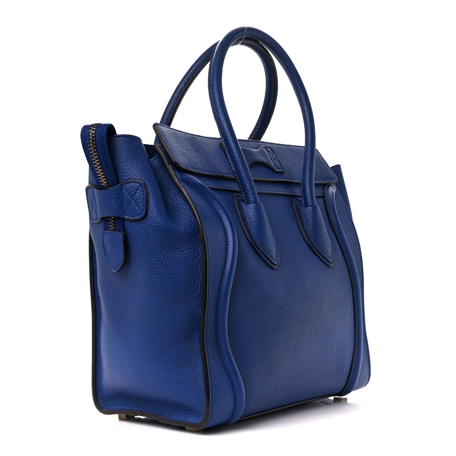 Celine Drummed Calfskin Micro Luggage Indigo 3 of 10