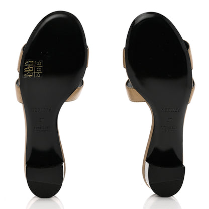 Hermes Madame Calfskin Oasis Sandals 37 Doré Vieilli 5 of 8