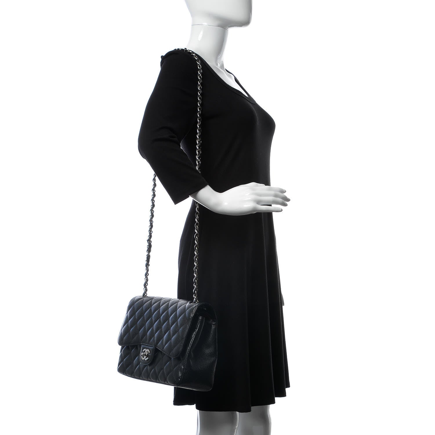 Chanel Caviar Quilted Jumbo Double Flap Black 2 of 8