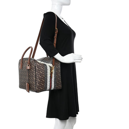 Burberry E-canvas Monogram Stripe Medium Cube Bowling Bag Bridle Brown 3 of 11