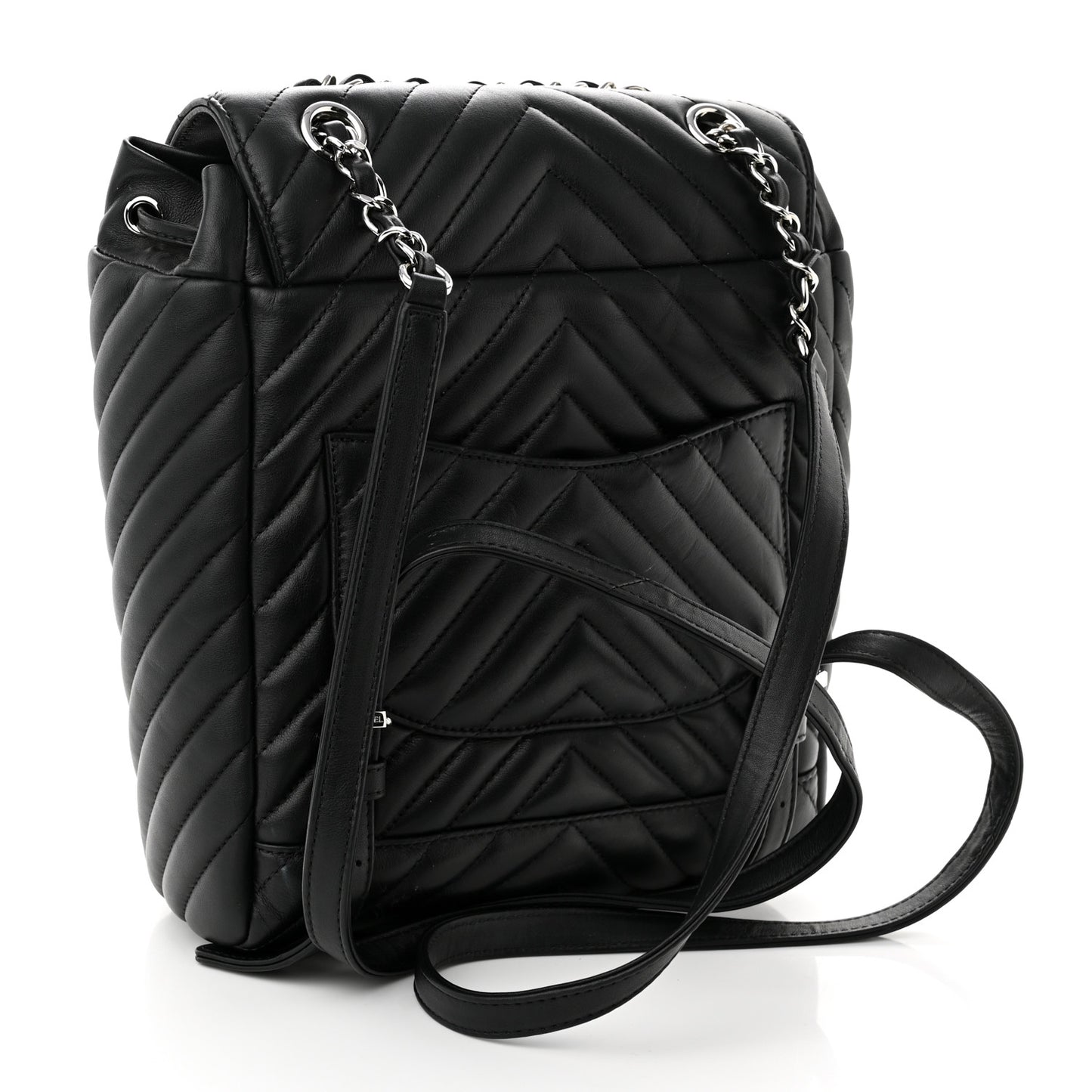 Calfskin Chevron Quilted Small Urban Spirit Backpack Black