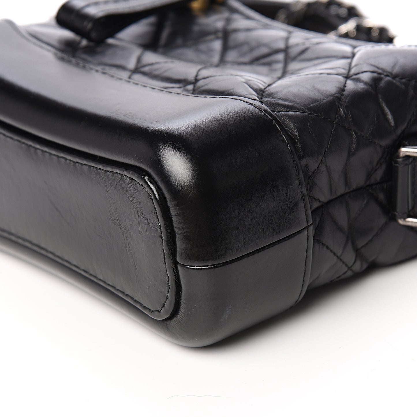 Aged Calfskin Quilted Small Gabrielle Hobo Black