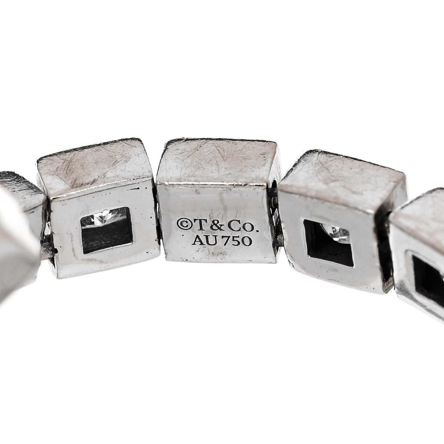 18K White Gold Diamond T Line Signature Ring 53 6.25