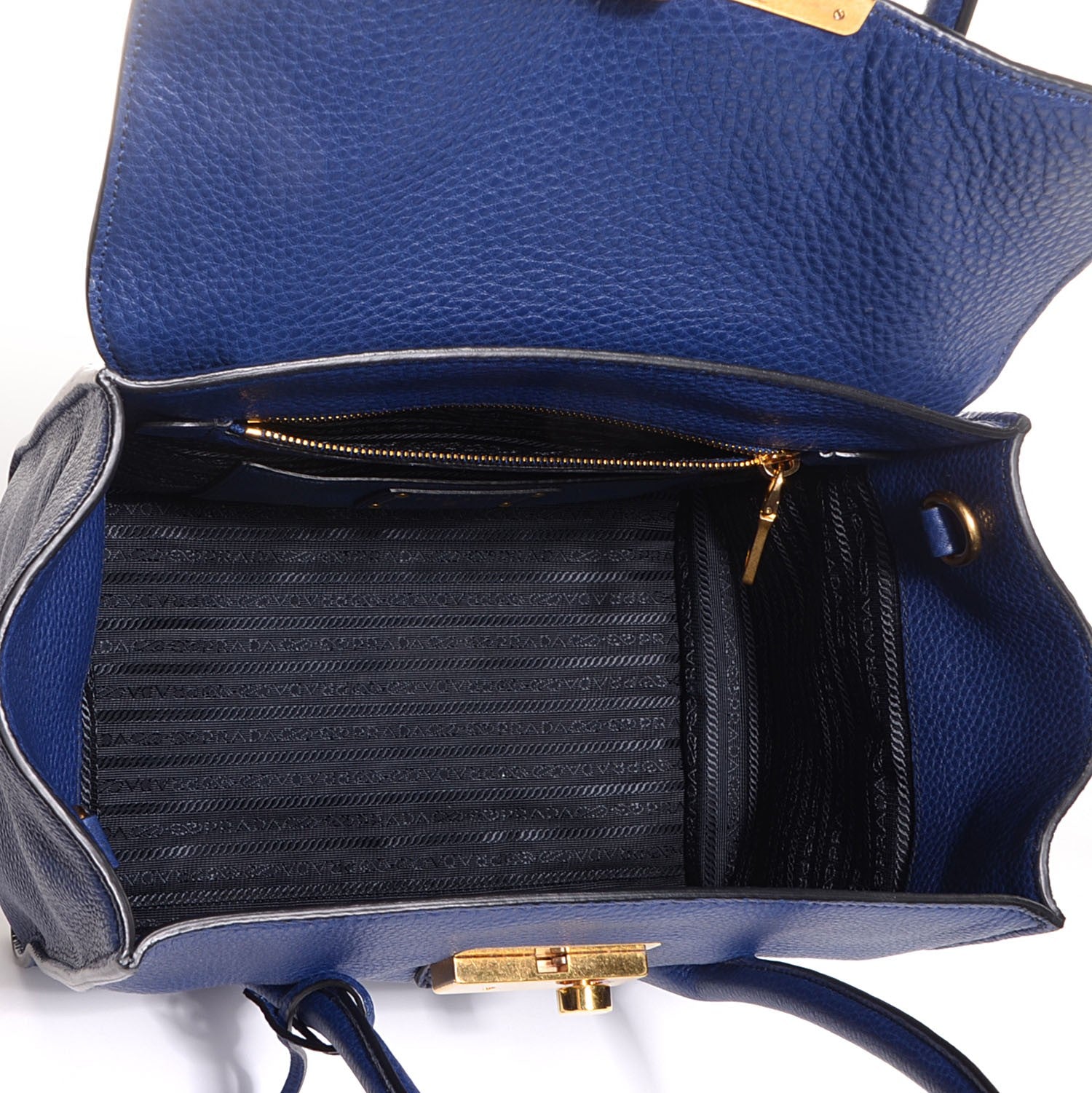 Prada Vitello Daino Medium Satchel Inchiostro 5 of 9