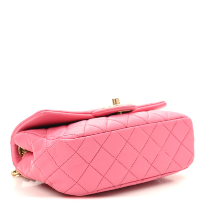 Chanel Lambskin Resin Quilted Mini Rectangular Pearl Samba Flap Pink 4 of 11