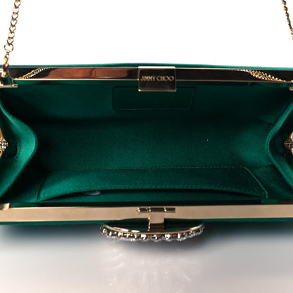 Jimmy Choo Satin Crystal Leonis Clutch Green 4 of 10