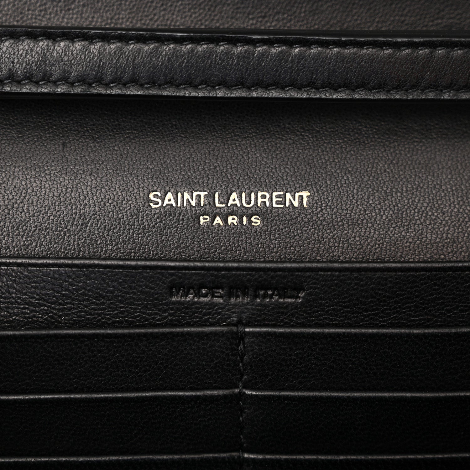Saint Laurent Lambskin Carre Quilted Cassandre Chain Wallet Black 6 of 12