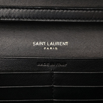 Saint Laurent Lambskin Carre Quilted Cassandre Chain Wallet Black 6 of 12