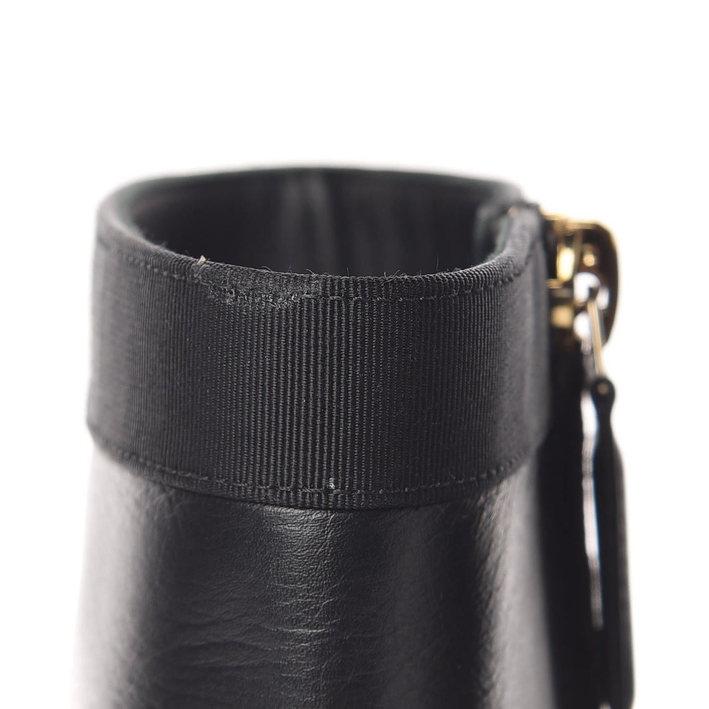 Lambskin Grosgrain Cap Toe Short Ankle Boots 38 Black