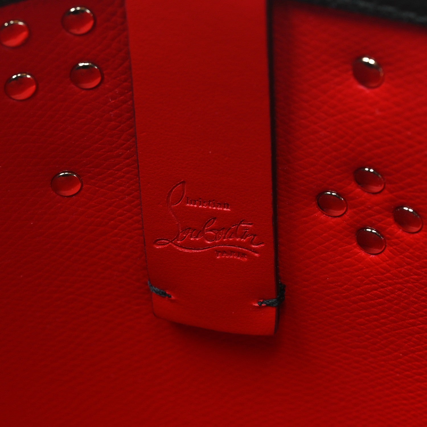 Christian Louboutin Calfskin Empire Spike Studded East West Cabata Tote Black Multicolor 7 of 9