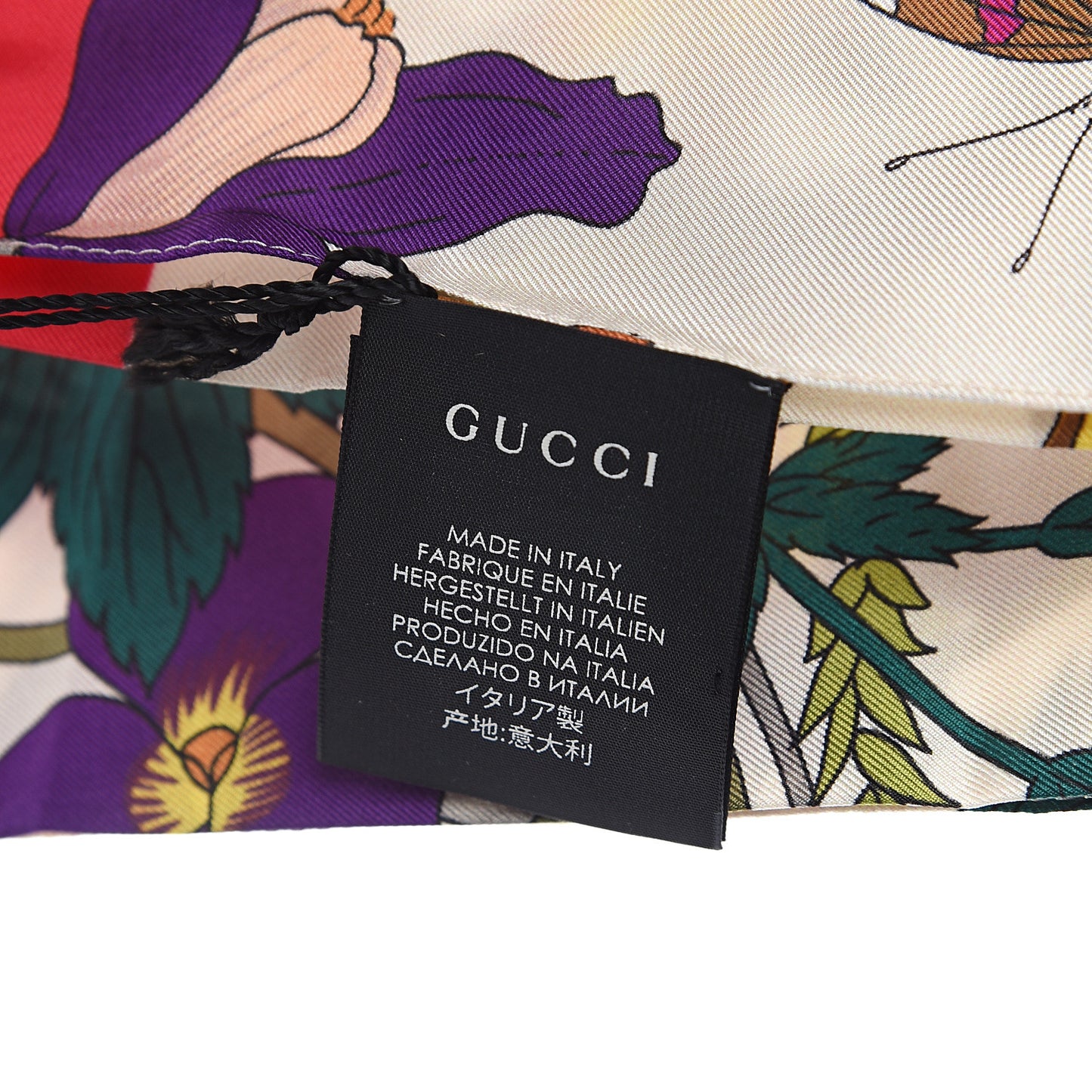Silk Twill Flora Neck Bow White Multicolor