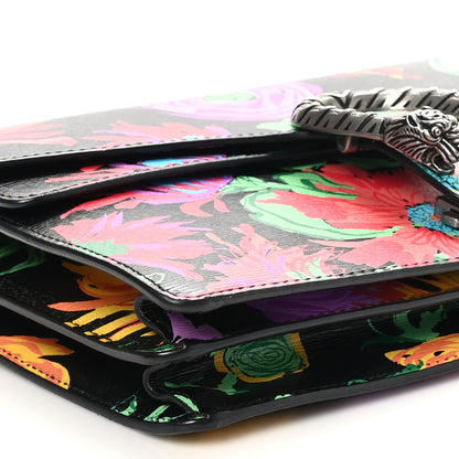 Gucci New Shangai Calfskin Jenny Floral Print Small Dionysus Shoulder Bag Black Pink 9 of 10