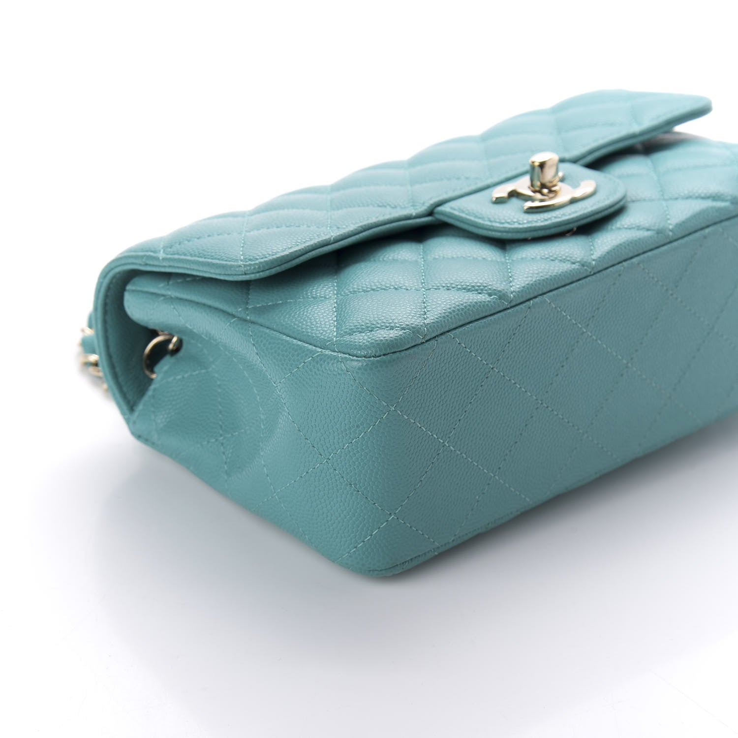 Chanel Caviar Quilted Mini Rectangular Flap Turquoise 8 of 9