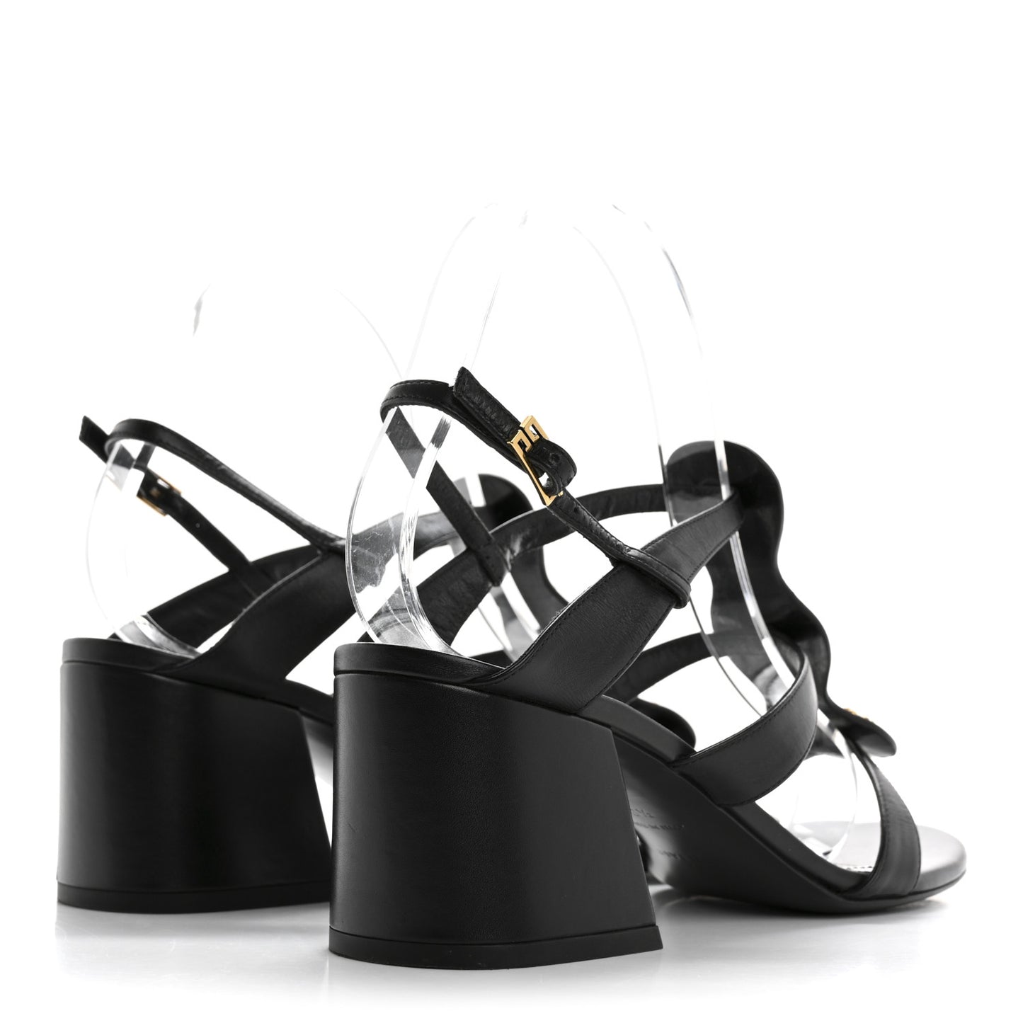 Calfskin Charm Slingback 50mm Sandals 38.5 Black