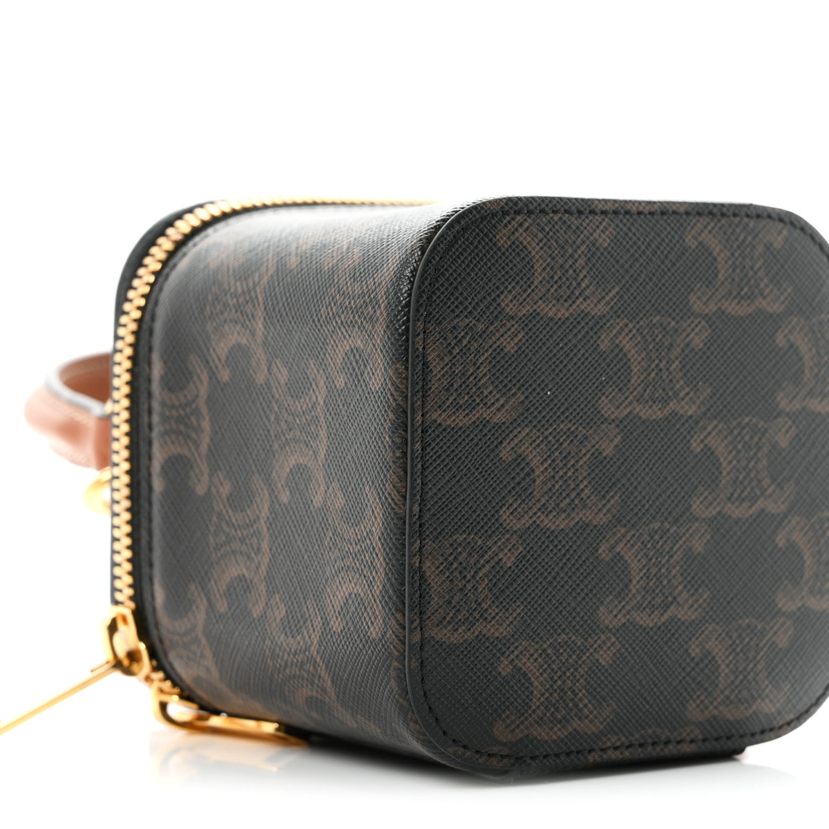 Celine Triomphe Canvas Calfskin Mini Vanity Case Tan 9 of 11