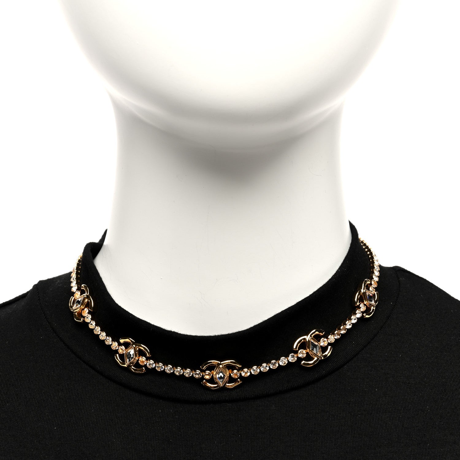 Chanel Metal Crystal CC Marquise Choker Gold 2 of 5