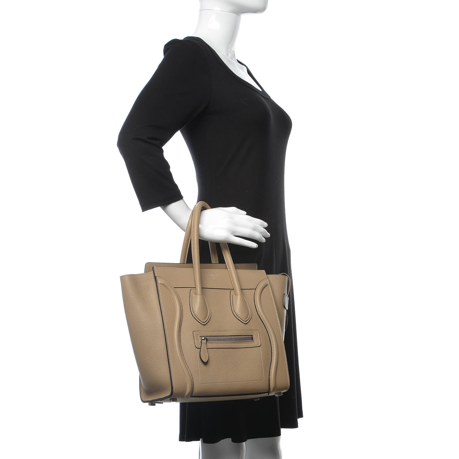 Celine Drummed Calfskin Micro Luggage Dune 2 of 6