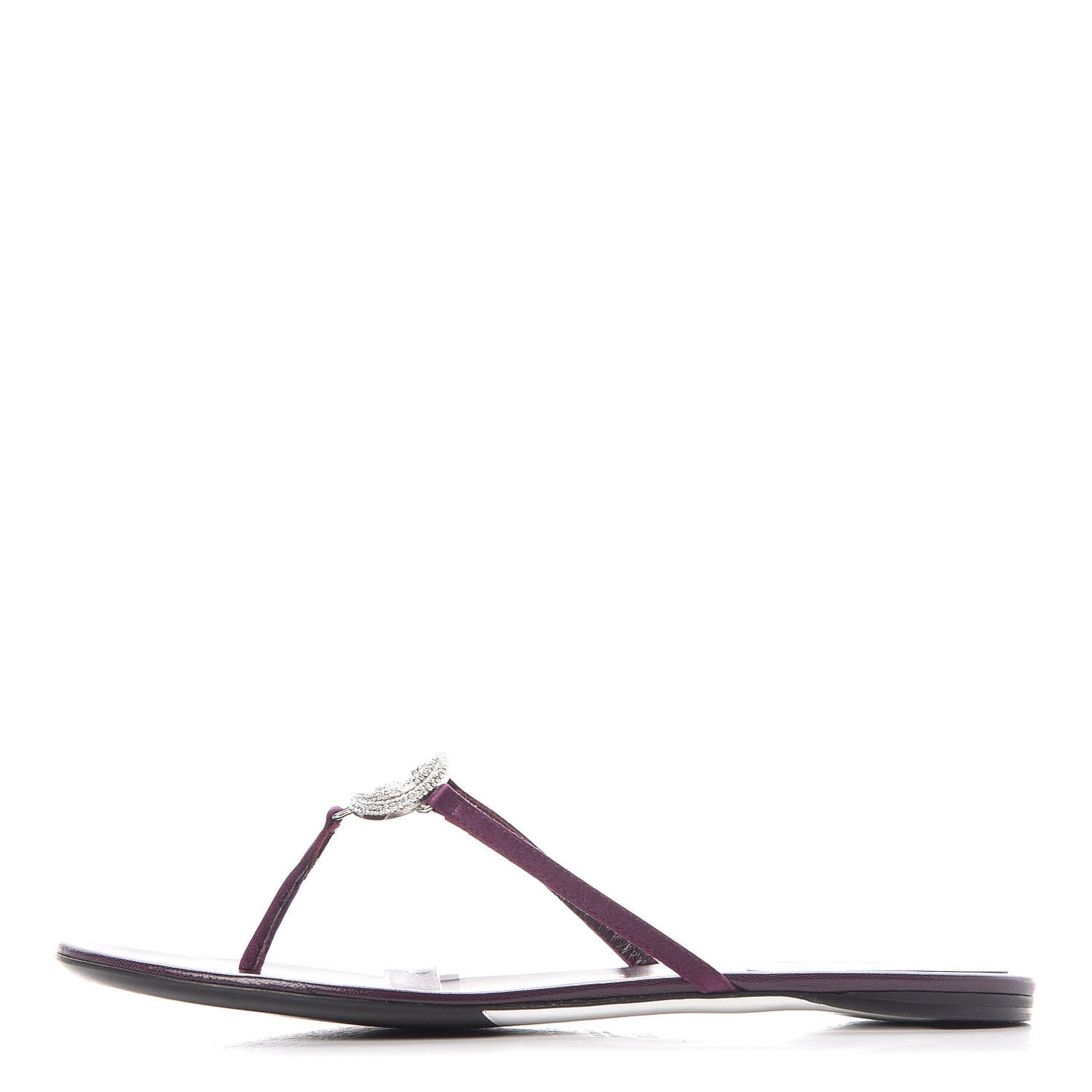 Satin Crystal GG Thong Sandals 6.5 Purple