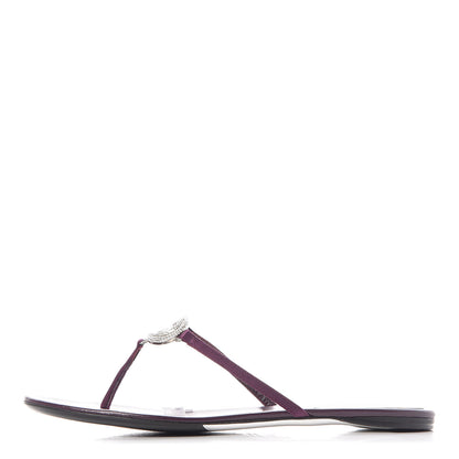 Gucci Satin Crystal GG Thong Sandals 6.5 Purple 1 of 12