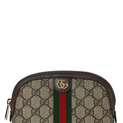 Gucci GG Supreme Monogram Textured Calfskin Web Medium Ophidia Cosmetic Case Beige Ebony New Acero 8 of 10