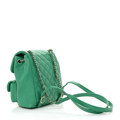 Chanel Caviar Quilted Medium Duma Pockets Drawstring Backpack Green 3 of 10