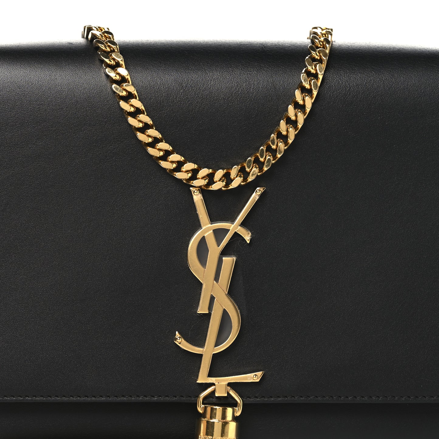 Smooth Calfskin Medium Classic Monogram Kate Tassel Satchel Black