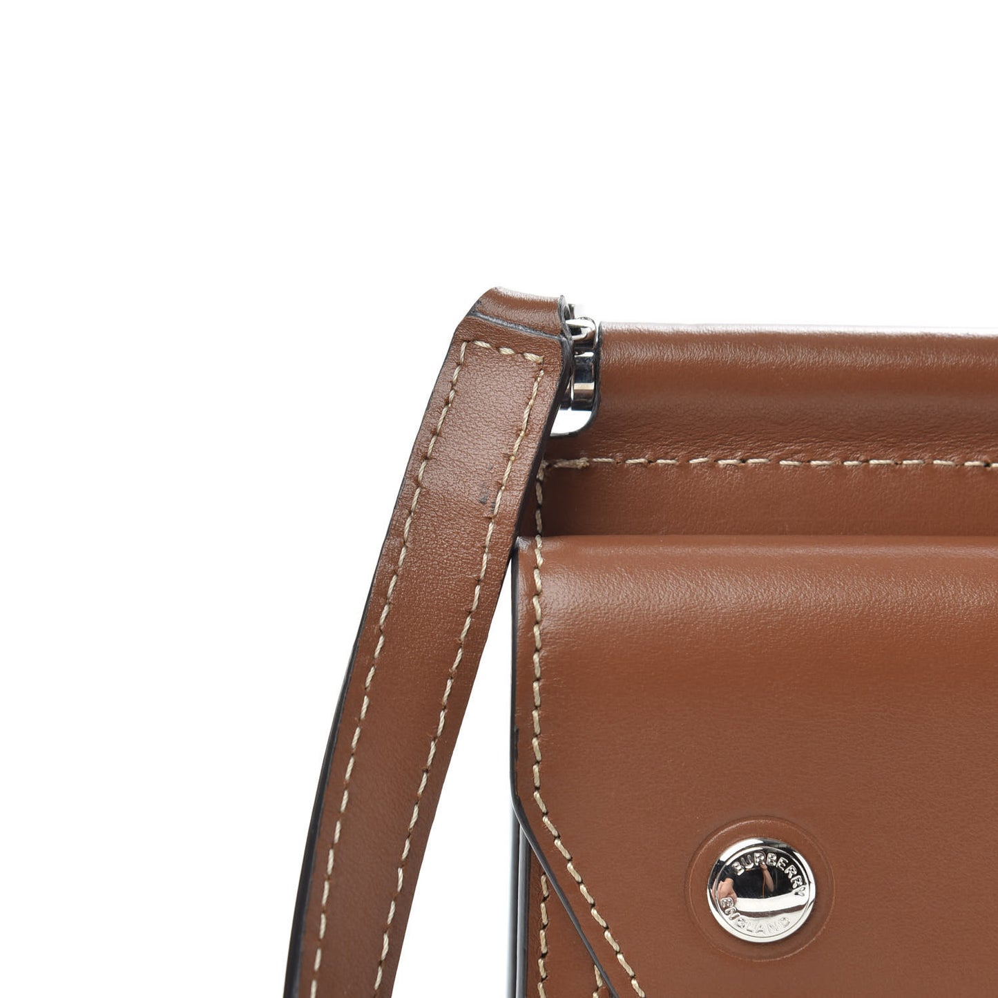Smooth Calfskin Canvas Horseferry Print Mini Title Bag with Pocket Natural Malt Brown