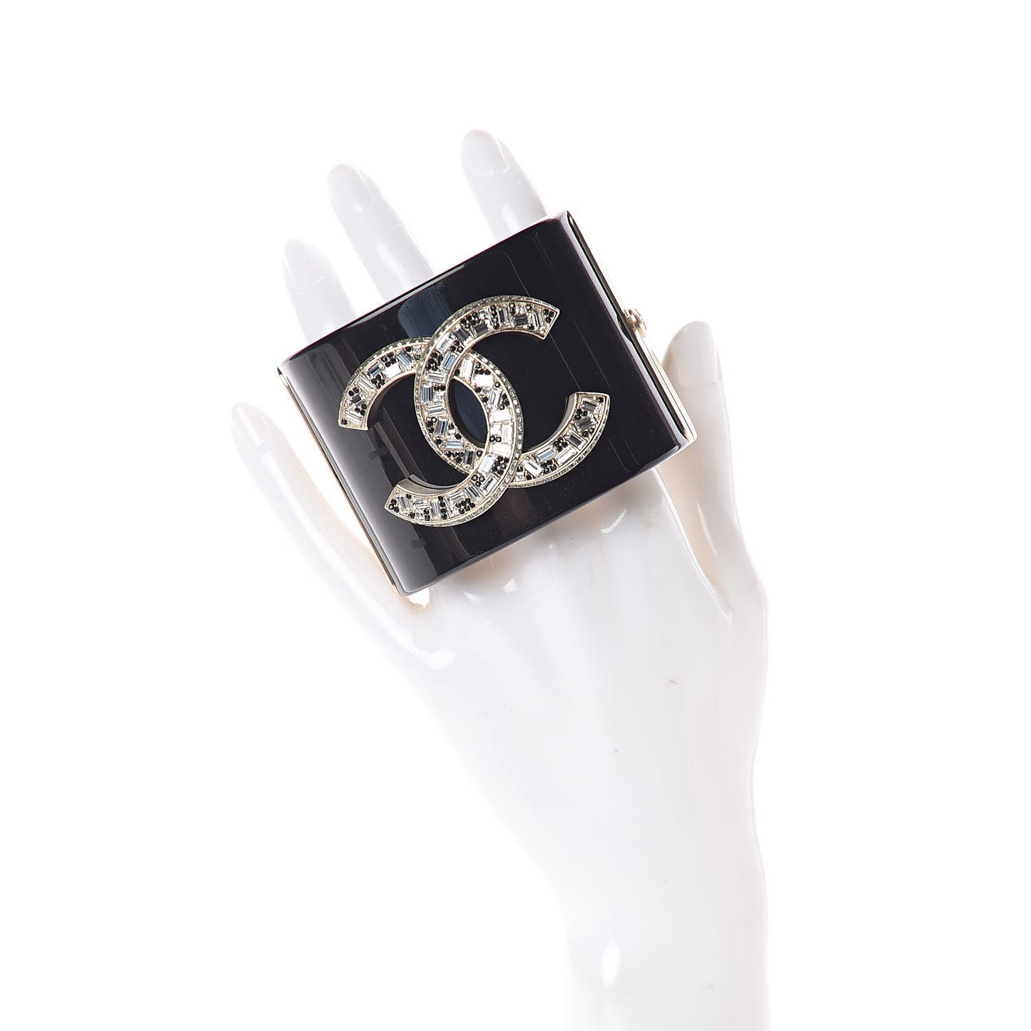 Resin Baguette Crystal CC Cuff Black