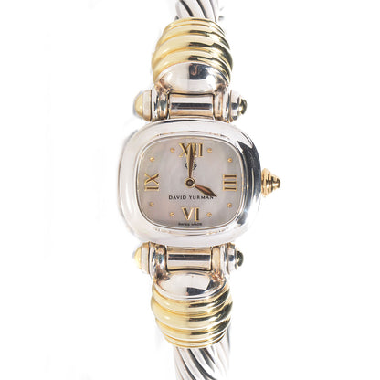 David Yurman Sterling Silver 14K Yellow Gold Mother of Pearl 21mm Classic Cable Quartz Watch 1 of 6