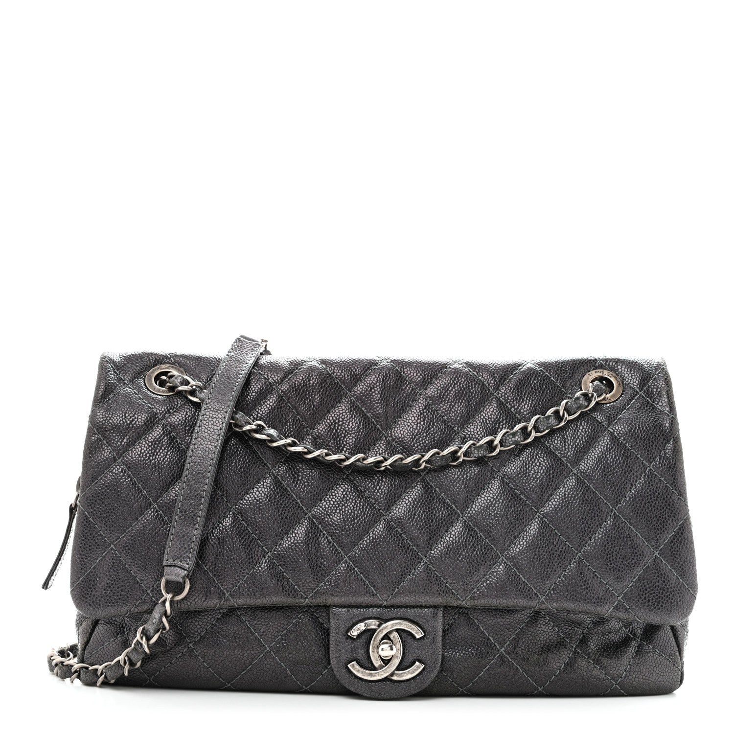Chanel Iridescent Caviar Quilted Jumbo Easy Flap Silver 1 of 14