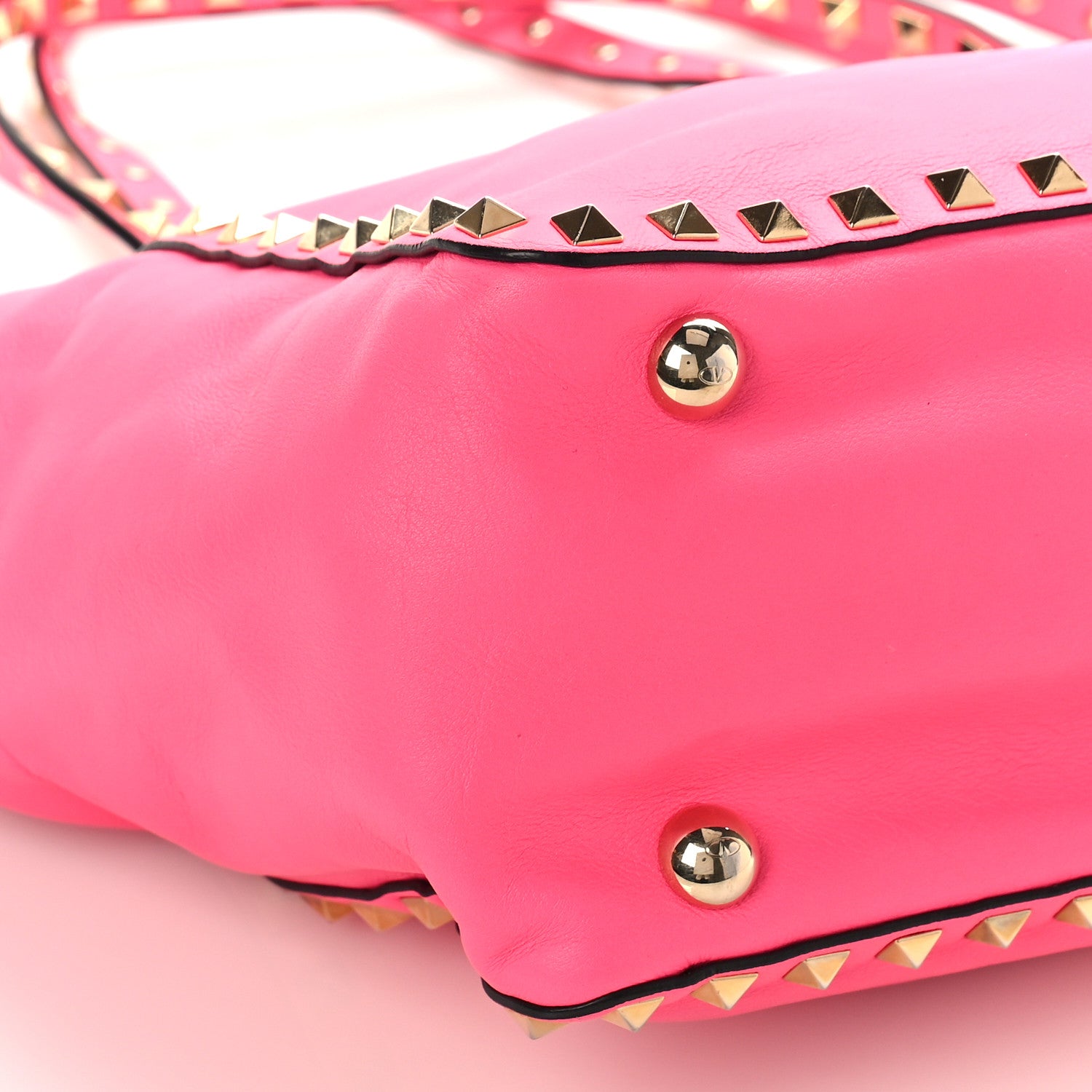 Valentino Garavani Vitello Small Rockstud Tote Fuxia Fluo 7 of 8