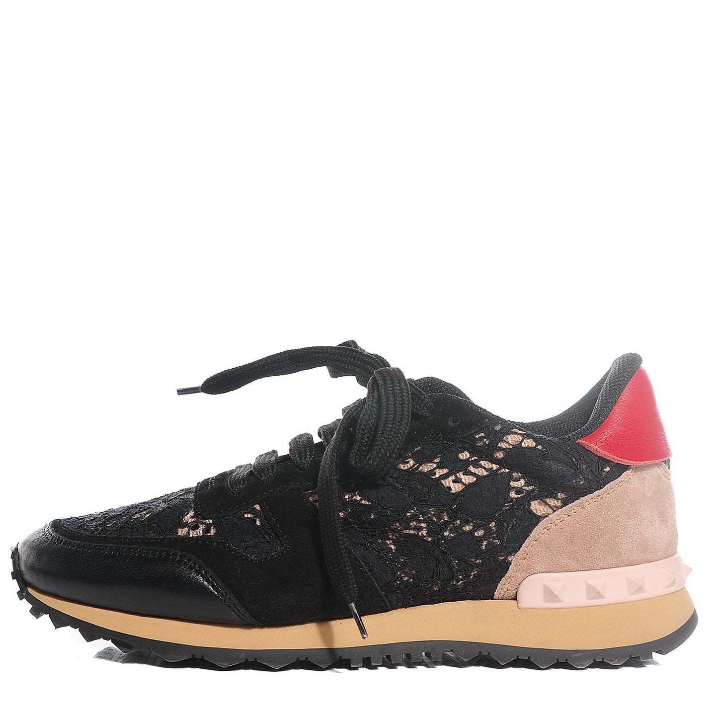 Macrame Lace Suede Womens Rockrunner Sneakers 36 Black