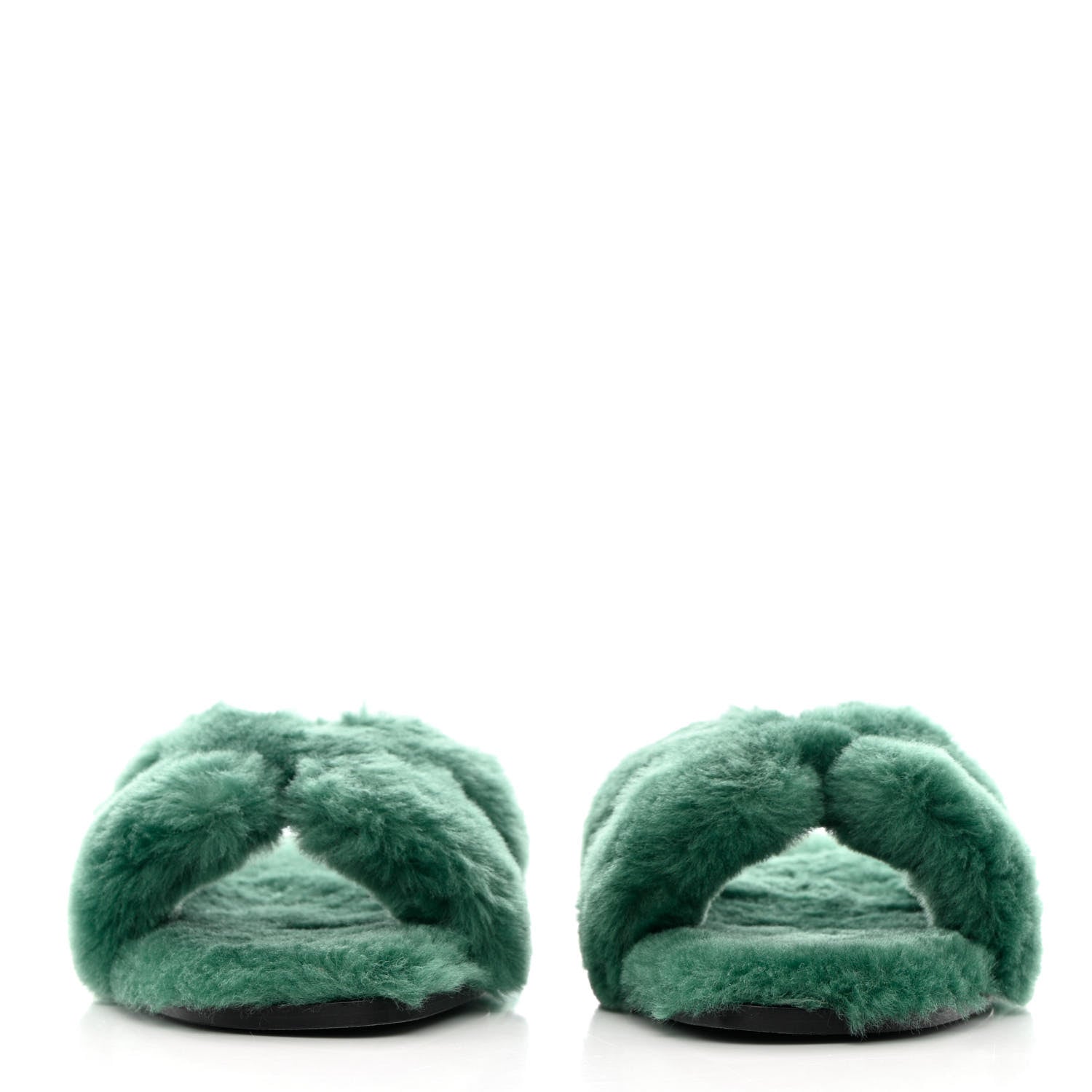 Hermes Woolskin Oran Sandals 40 Vert Anglais 2 of 8