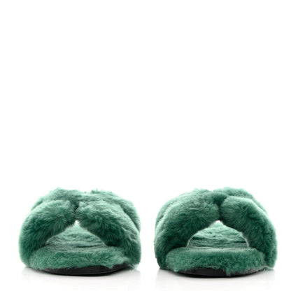 Hermes Woolskin Oran Sandals 40 Vert Anglais 2 of 8