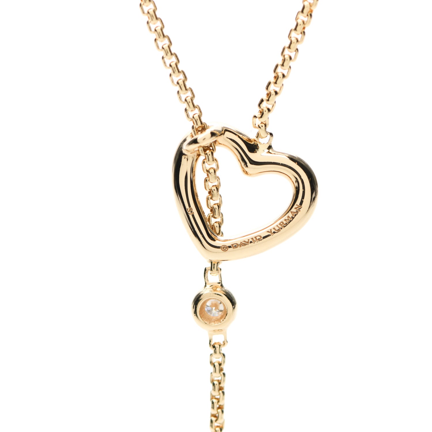 David Yurman 18K Yellow Gold Diamond Heart Y Lariat Necklace 4 of 4