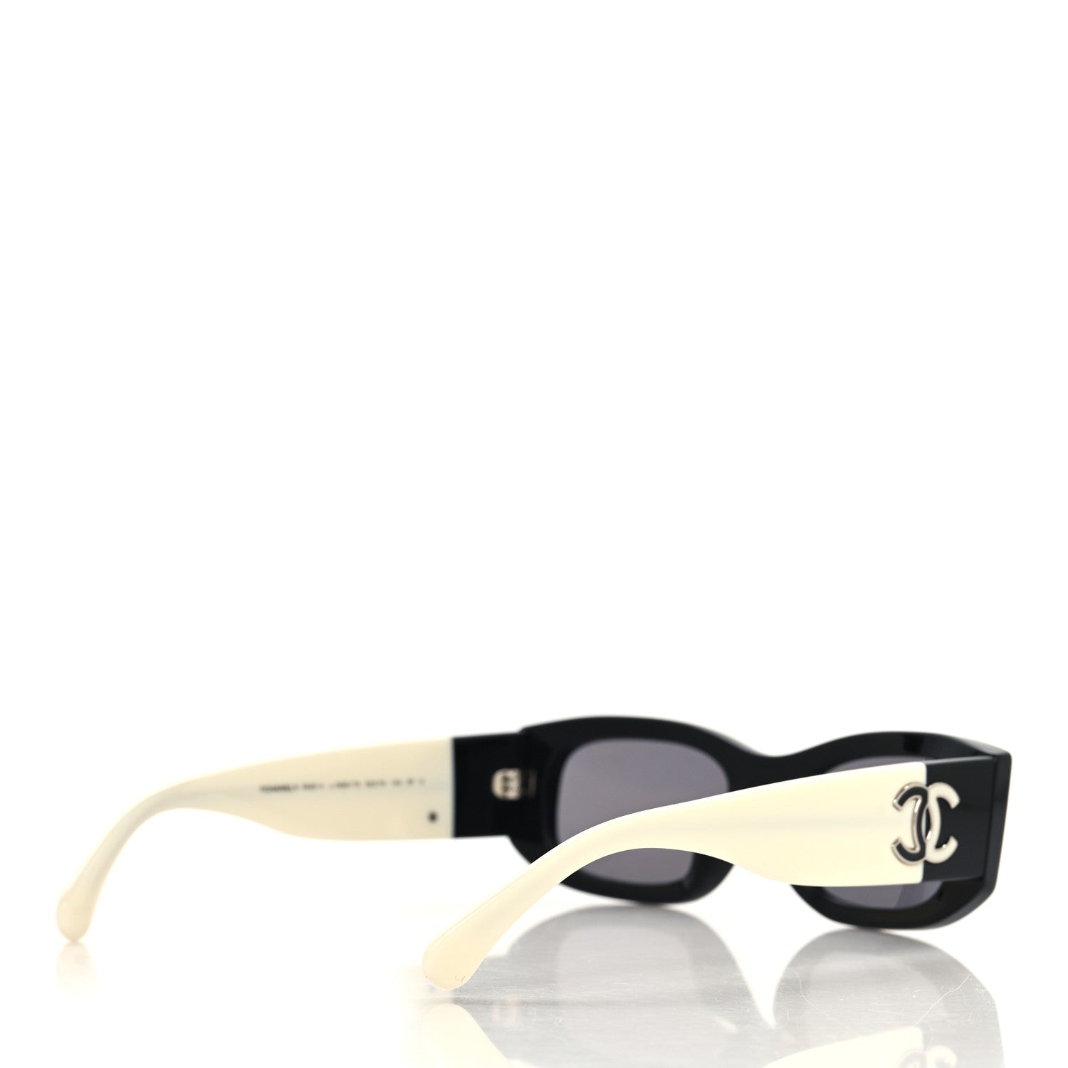 Chanel Acetate Rectangle Sunglasses 5525 Black White 4 of 8