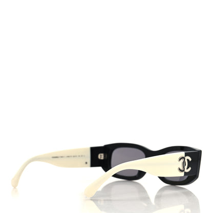 Chanel Acetate Rectangle Sunglasses 5525 Black White 4 of 8