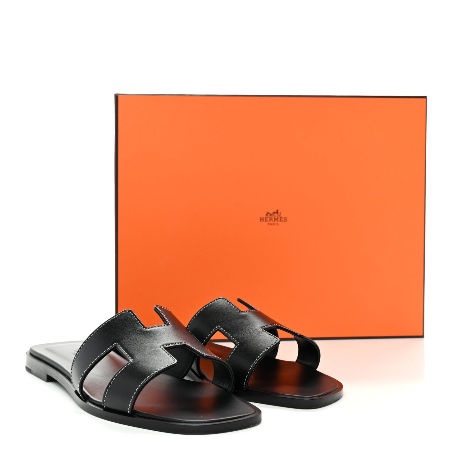 Box Calfskin Oran Sandals 37 Black