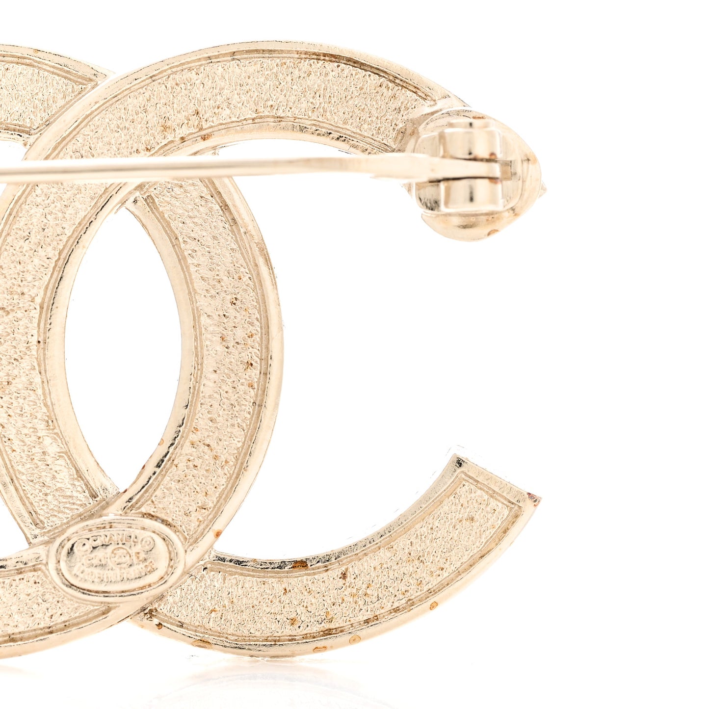 Crystal Chain CC Brooch Light Gold