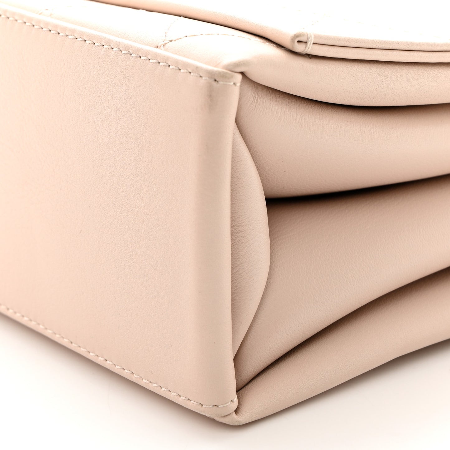 Calfskin Stitched Flap Light Beige