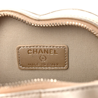 Chanel Metallic Lambskin Quilted CC In Love Heart Waist Belt Bag With Chain Gold 5 of 11