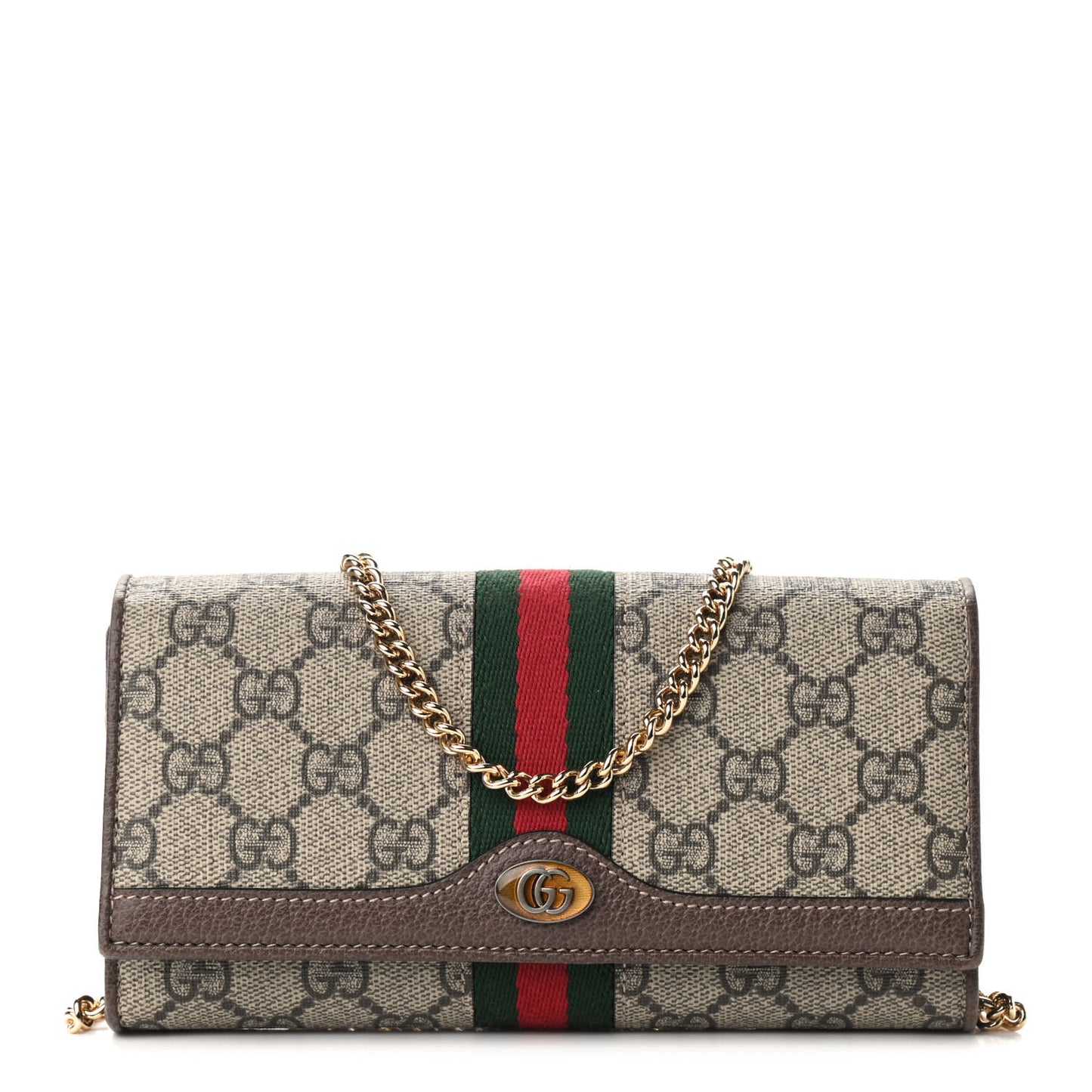 GG Supreme Web Ophidia Wallet On Chain Brown