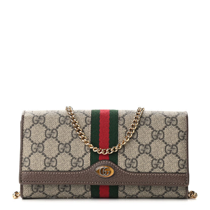 Gucci GG Supreme Web Ophidia Wallet On Chain Brown 1 of 9